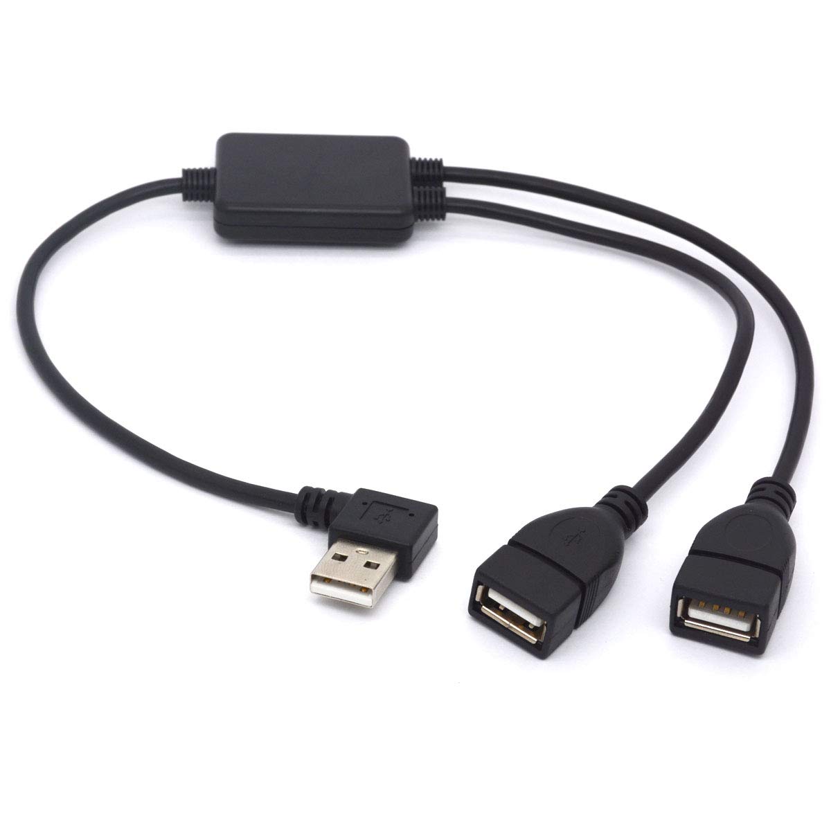 OpenII USB Splitter Cable Upgrade Chip Angled USB 2.0 A Male to Dual Female Data Syncing Charging Aadapter Cord (Support ALL Devices) (Right)