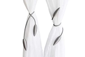 Valea Home 2 Pieces Curtain Tiebacks Clips Creative Window Drape Twist Tie Backs European Style Custom Made Curtain Holders Decorative Draperies Holdbacks, Silver Grey