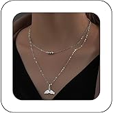 Yheakne Vintage Layered Tail Pendant Necklace Mermaid Tail Choker Necklace Silver Ball Bead Necklace Fish Tail Necklace Chain Jewelry for Women