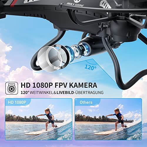 Holy Stone F183W Drohne mit Kamera 1080P für Kinder,RC Quadcopter mit 2 Akkus, WiFi FPV Live Übertragung,Handysteuerung,3D-Rollen,Not-Aus,Höhenhaltung,Kopflose Modus,One-Key-Start für Anfänger Jungen