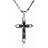 GTMJ Stainless Steel Cross Necklace for Men - Stainless Steel Adjustable Box Chain 24-26in, Spiritual Jewelry Gift for Him, Everyday Wear