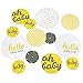 Big Dot of Happiness Hello Little One - Yellow and Gray - Neutral Baby Shower Giant Circle Confetti - Party Decorations - Large Confetti - 27 Count