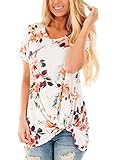 Dokotoo Womens Summer Casual O Neck Short Sleeve Floral Knot Blouse Tops Shirt