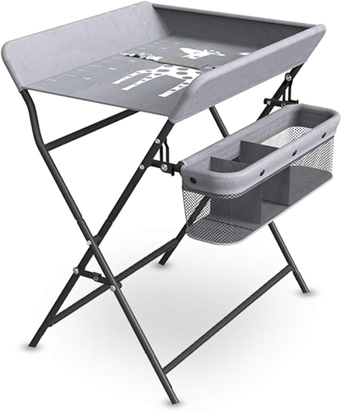 Amazon Co Jp おむつ交換台 背の高いお母さんのための赤ちゃんのおむつテーブル ドレッサー オーガナイザーバスケットと洋服スタンド付きの折りたたみ式乳児ケアステーション 保育所 ホーム キッチン