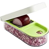 Vidalia Chop Wizard Vegetable Chopper &ndash; Original As Seen On TV Food Dicer with 2 Stainless Steel Blades, Large 2-Cup Container, Cleaning Tool, Dishwasher Safe Onion &amp; Vegetable and Fruit Cutter