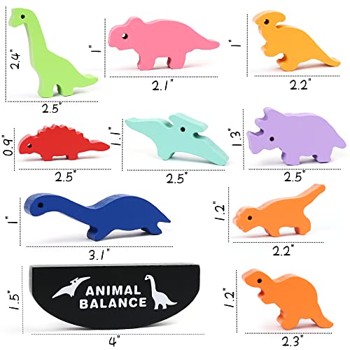 LotFancy Dinosaur Toys for Kids 3-7, Wooden Stacking Toys, Dinosaur Building Blocks for Boys Girls, Preschool Montessori Learning Toys