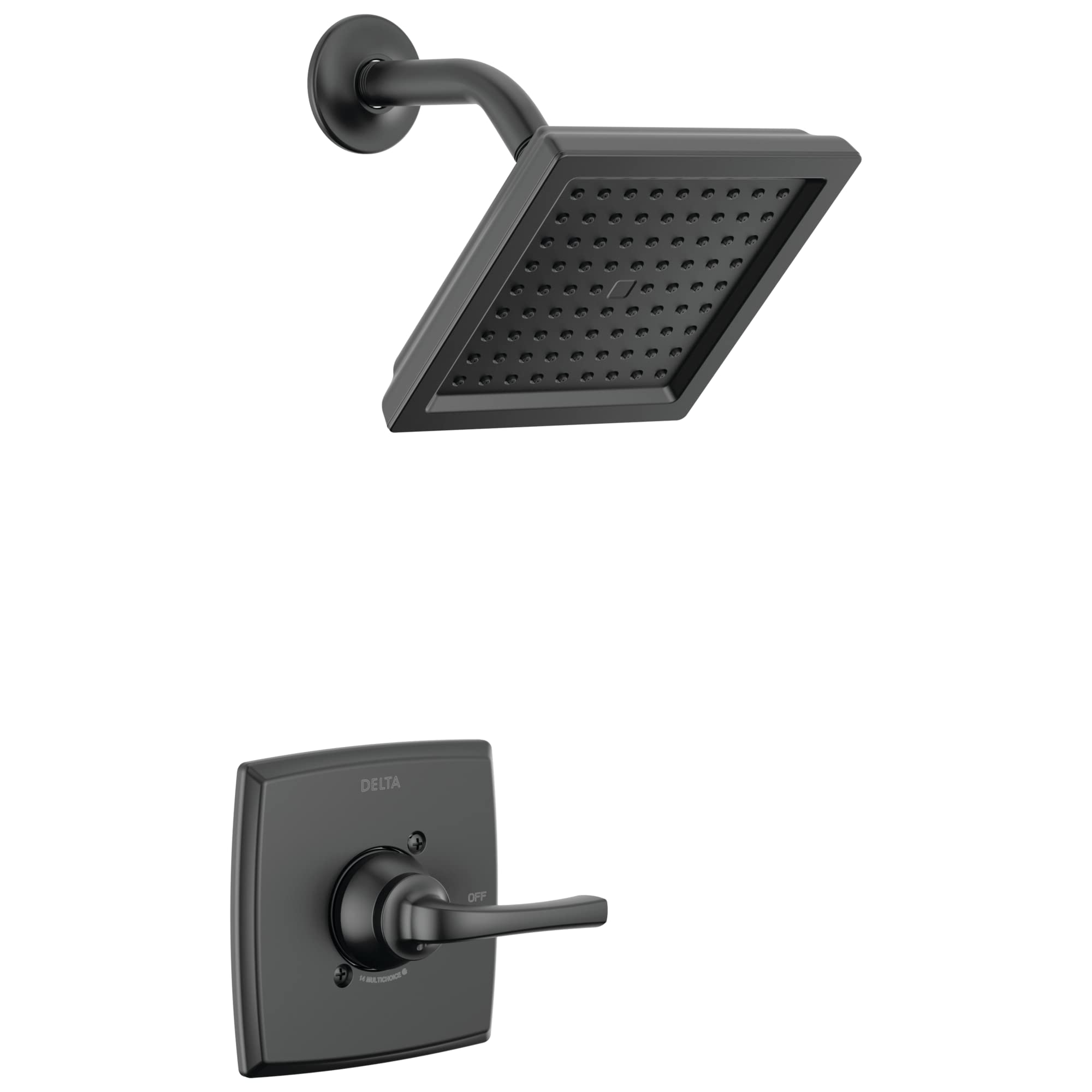 Photo 1 of Delta Geist 14 Series Shower Faucet Set, Matte Black Shower Head and Handle Set, Valve Trim Kit, Matte Black 142864-BL (Valve Included)