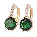 GULICX Yellow Gold Tone Geen rhinestone Retro Alluring Wedding Earrings Hoop