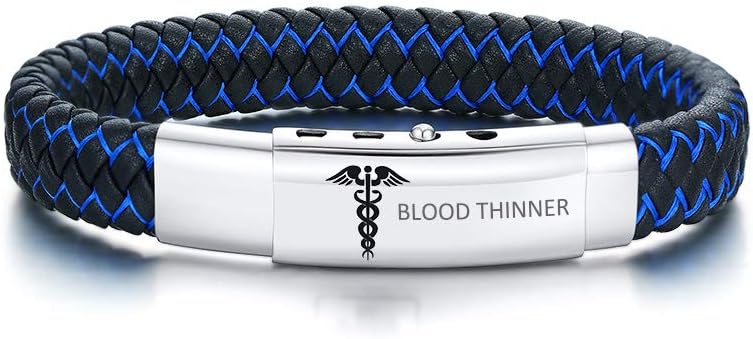 XUANPAI Free Custom Engraving Handmade Braided Bangle Adjustable Leather Emergency Medical Alert ID Bracelets for Men