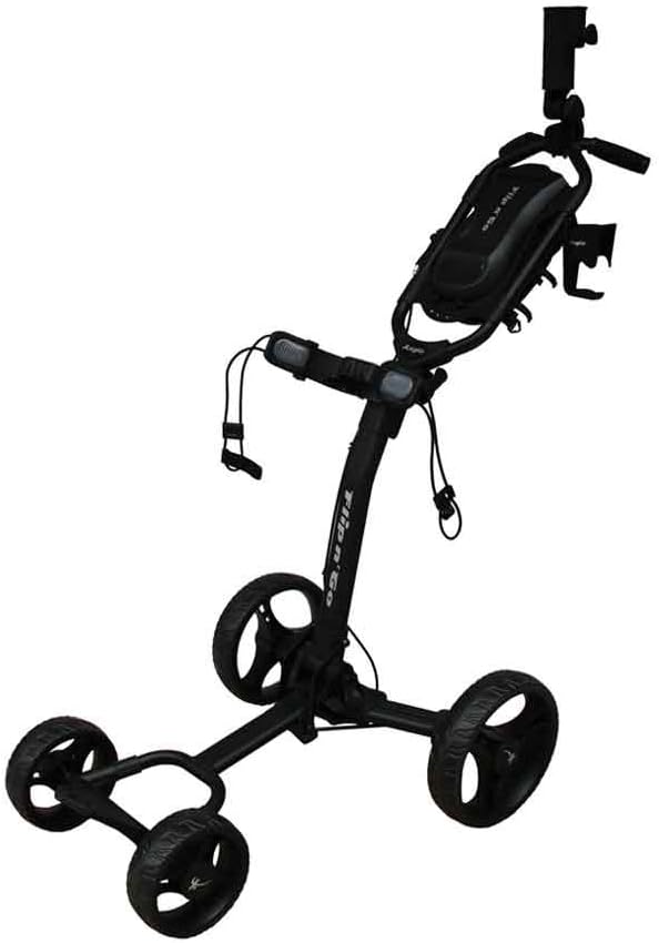 Axglo (Canada's No. 1) 4 Wheel Flip N Go Ultra Compact Foldable Aluminium Golf Trolley Cart (Free Trolley Cover Bag, Umbrella Holder & Beverage Holder)