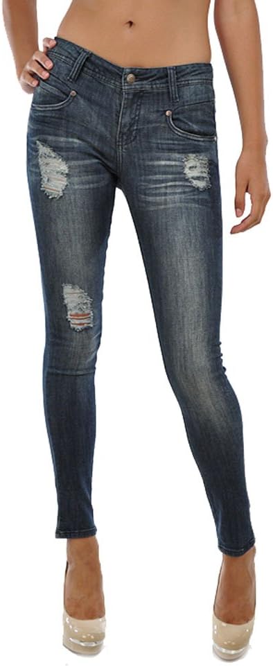 Nine Planet Women's Stretch Destroyed Skinny Jean with 5 Pockets