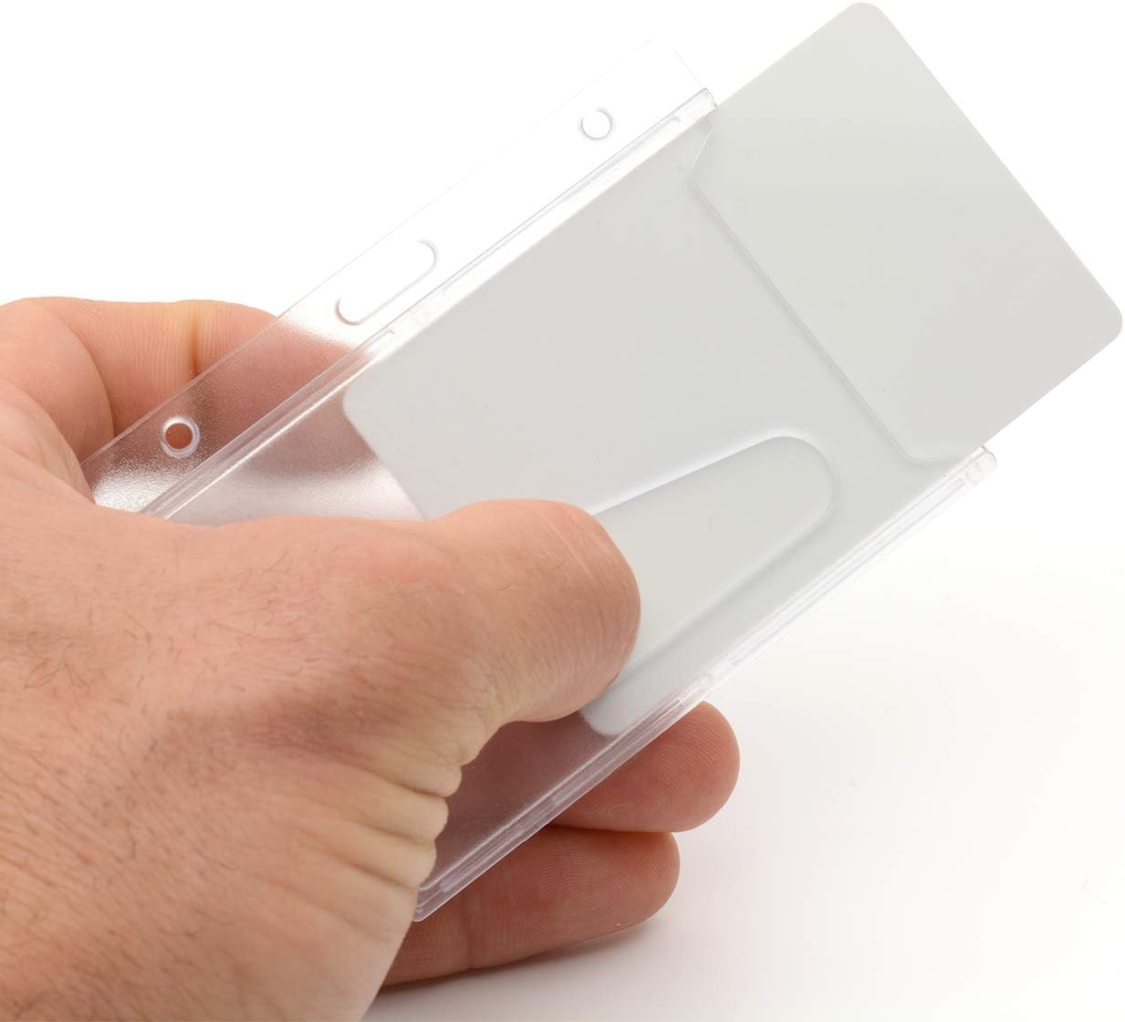 CKB Ltd® 100x Clear Enclosed Rigid with Ejection Slot Closed Faced ID Card Badge Holders Single Sided Horizontal/Landscape Identity Plastic Pass Protector - Image 4