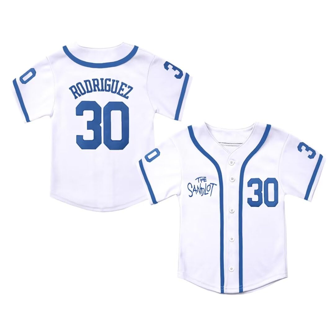 Photo 1 of ***only 1 piece***Youth The Sandlot Benny The Jet Rodriguez #30 Stitched Movie Kids Baseball Jerseys Sports Boys Shirts White