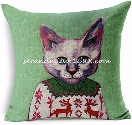 Cute Lovely Cat Decorative Cushion Cover Cotton Linen Square Throw Pillow Cover 45x45CM Pillow Case Home Office Car Sofa Decor 03