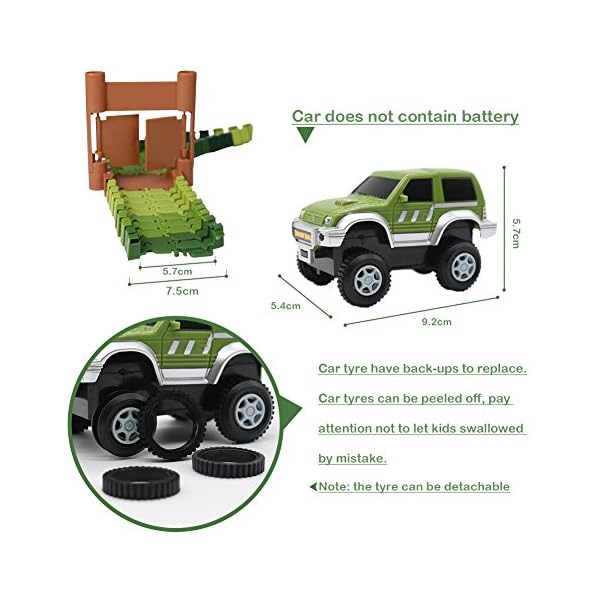 Dinosaur Toys for Boys Girls Car Race Track Flexible Dinosaur Train Track Set with Dinosaurs,Toy Car,Dino Train Race…