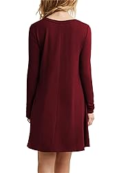 YMING Women Plain Mini Dress Long Sleeve Casual