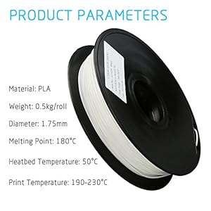 ALUNAR 3D Printer Pen Filament PLA Universal for Makerbot Reprap Prusa UP Afinia Flash Forge MakerGear and all Desktop FDM 3D Printers 0.5 Kg 1.75 mm White by Ecube 3D