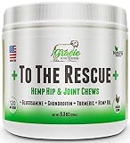 Joint Supplement for Dogs with Hemp Oil - Glucosamine, Chondroitin, Turmeric, Hip and Joint for Dogs, Arthritis Pain Relief & Improved Mobility - 120 Chicken Soft Chews +to The Rescue+