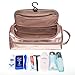 Amzbag Leather Toiletry Bag Travel Toiletry Organizer Portable Hanging Makeup Bag Dopp Kit & Shaving Cosmetic Bag for Women (Rose Gold)