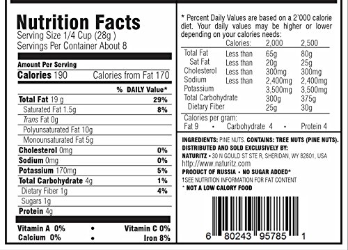 Naturitz Siberian Premium Pine nuts (Wild, BIO/USDA Organic certified) VACUUM sealed (8 Ounces) - Thumbnail 2