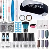 Gellen Gel Nail Polish Starter Kit - Winter Gray 6 Colors, with Top Coat Base Coat Nail LED Lamp Nail Art Design Tools, Portable DIY Home Gel Manicure Set 001