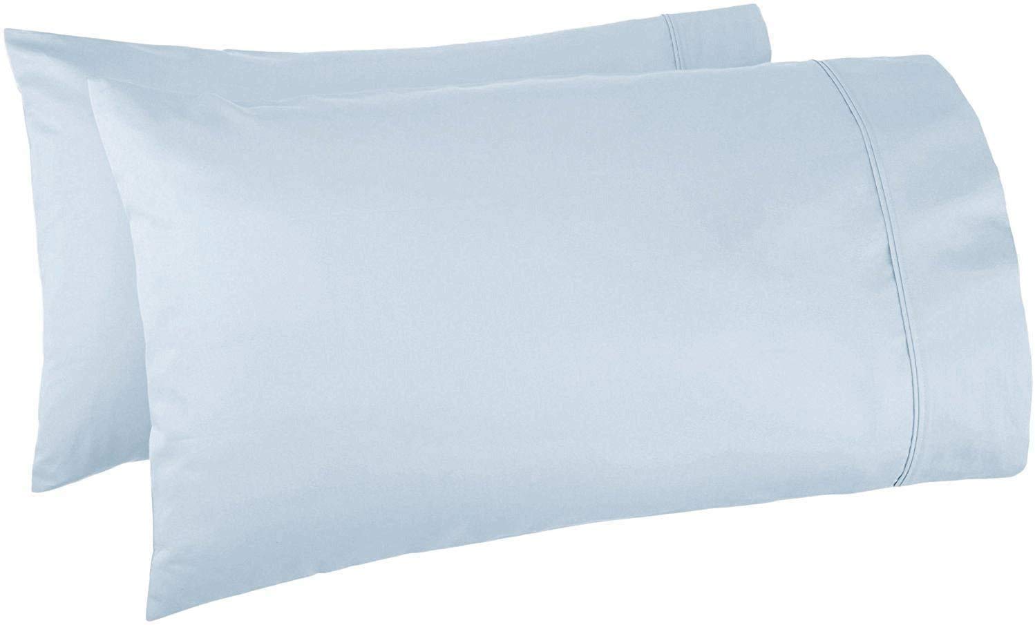 Photo 1 of Kamas Egyptian Cotton Sateen Weave Pack of 2 Extra Large Pillowcase to Fit Your Oversized Pancake Large Huge & Gusseted Pillows (Light Blue, Queen Oversize- 23x34)