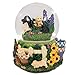 Labrador Puppies Playing in Flowers Glass Musical Snow Globe Plays Song That's What Friends Are For