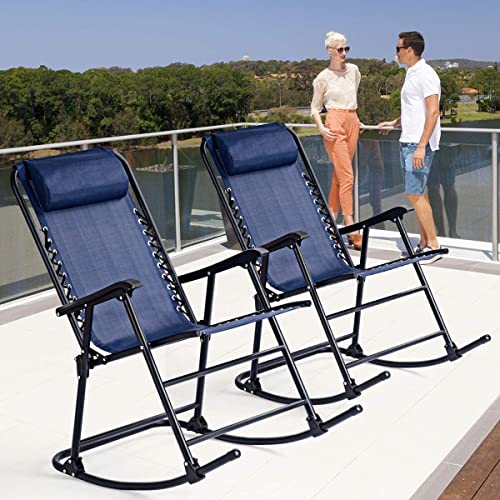Goplus Folding Rocking Chair, Zero Gravity Rocking Camping Chair with