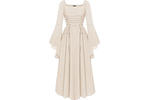 Scarlet Darkness Women 2024 Renaissance Chiffon Dress Medieval Costume Ruched Cottagecore Dress