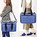 Teamoy Knitting Bag with Inner Detachable Divider, Yarn Storage Crochet Bag for Unfinished Projects, Crochet Hooks and Other Accessories, Dark Blue