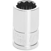 Performance Tool W38514 3/8 in. Drive 7/16 in. 12-Point Socket | Chrome vanadium steel. Polished nickel chrome finish. Large stamping. Designed to reduce fastener rounding