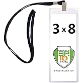 2 Pack - Heavy Duty 3X8 Ticket Badge Holder with Lanyard - Clear Plastic Extra Large Top Load Card Sleeve Protector for Concert, Season Tickets, Sporting Event Pass & More by Specialist ID (Black)