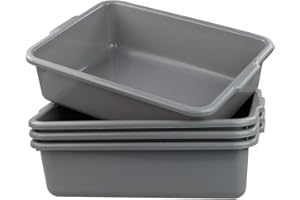 Cand Grey Commercial Bus Tubs, 13 L Plastic Bus Box / Wash Basin, 4 Packs