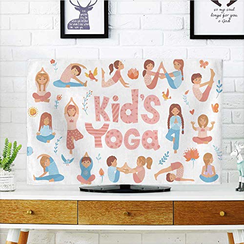 Philiphome Dust Resistant Television Protector Kids do Yoga Exercises Yoga Kids Set Gymnastics tv dust Cover W25 x H45 INCH/TV 47"-50" - Thumbnail 6