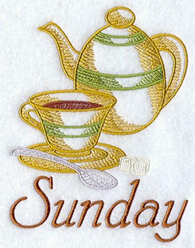 Embroidered Tea Towels or Flour Sack Towels Days of the Week Vintage Coffee Designs Set of 7