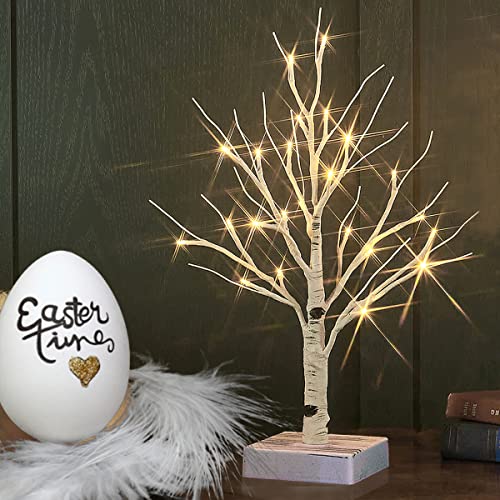 Fudios Lighted Birch Tree with Timer Battery Operated 18in Home Decor