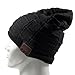 Bluetooth Music Hat, Knit Winter Warm Beanie w/ Built-in Removable Bluetooth Stereo Headphone & Microphone for Hands-Free (2016) - Black/Grid Pattern