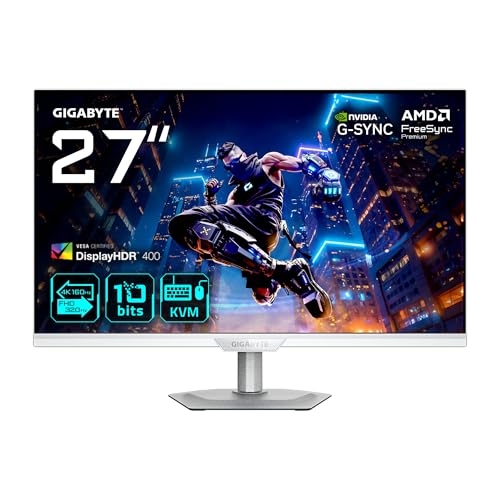 Gigabyte M27UP ICE 27” 4K UHD Gaming Monitor - Dual Mode (4K 160Hz or FHD 320Hz), 3840 x 2160, 1ms, 350 cd/m², FreeSync Premium, DisplayHDR400, HDMI 2.1, Displayport 1.4