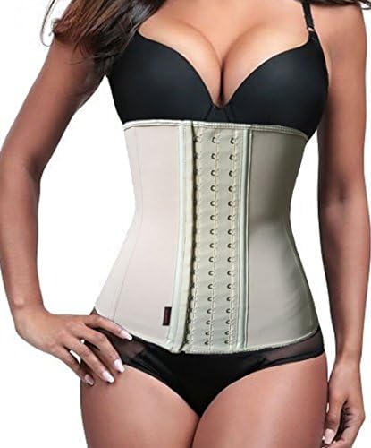 Liangxing Women's Waist Trainer And Shaper -Apricot 3 Hook Latex Waist Cincher Belt