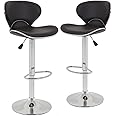 Set of 2 Bar Stools, Counter Height Adjustable Bar Chairs with Back Barstools PU Leather Swivel Bar Stool Kitchen Counter Sto