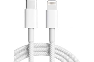 Cabo Carregador Turbo USB-C 1 Metro Trançado De Nylon Branco Compativel Com Iphone 14,13,12,11,X e XR