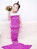 Mermaid Tail Blanket with Fish Scales Pattern, KimGreen Handmade Soft Knitting Sleeping Bag for Adults Kids (Pink)