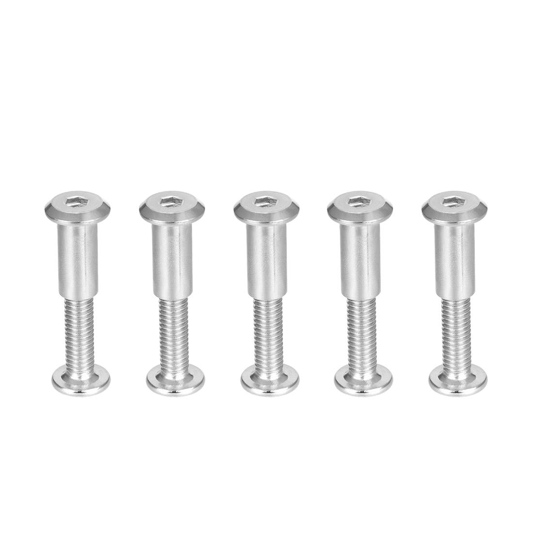 sourcing map Screw Post Fit for 5/16"(8mm) Hole Dia, Male M6x25mm Belt Buckle Binding Bolts Leather Fastener Stainless Steel 5 Sets