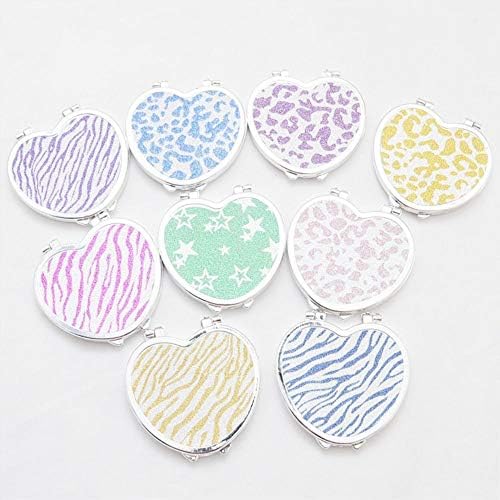Makeup Heart Shaped Folding Double-sided Mirror Cosmetic Compact Mini Pocket
