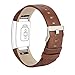 iGK Leather Replacement Bands Compatible for Fitbit Charge 2, Genuine Leather Wristbands Coffee Brown