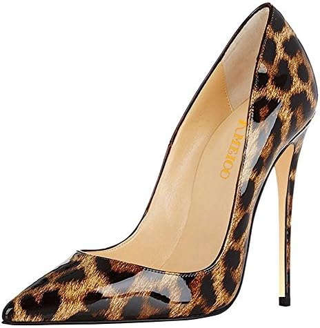 Kmeioo Leopard Heels, Women's Sexy Leopard Printed Shoes Pointy Toe High Heels Slip On Stiletto Pumps for Evening Party