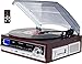 TechPlay ODC17BT , Bluetooth Connection, 3-Speed Turntable W/SD USB, MP3 Encoding System, AM/FM Stereo Radio & Built-in Speakers in Wood Color