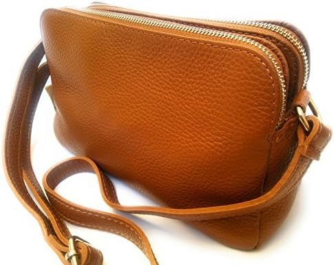 44Cloverdale Women's Tan Genuine Leather Crossbody Bag Made In Italy