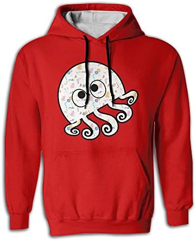 OhikQhik Candy Cane Octopus Men's Pullover Long Sleeve Classic Fit Adult Hooded Sweatshirt