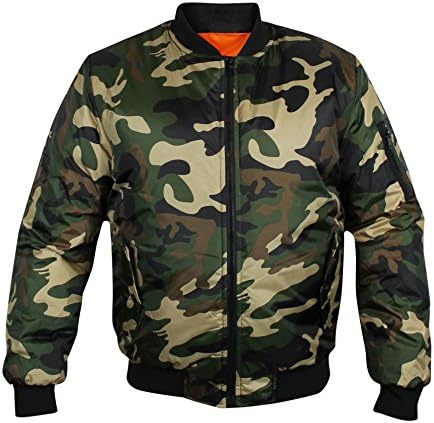 New Men's Military Black Green Camo Army Flight Pilot Bomber Jacket (2XL, Green Camo)